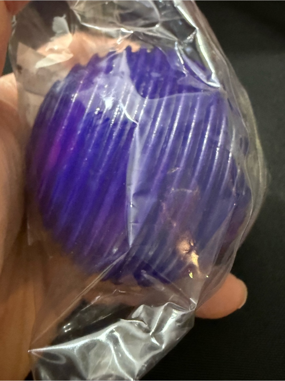 Purple Ribbed Squishy Stress Ball